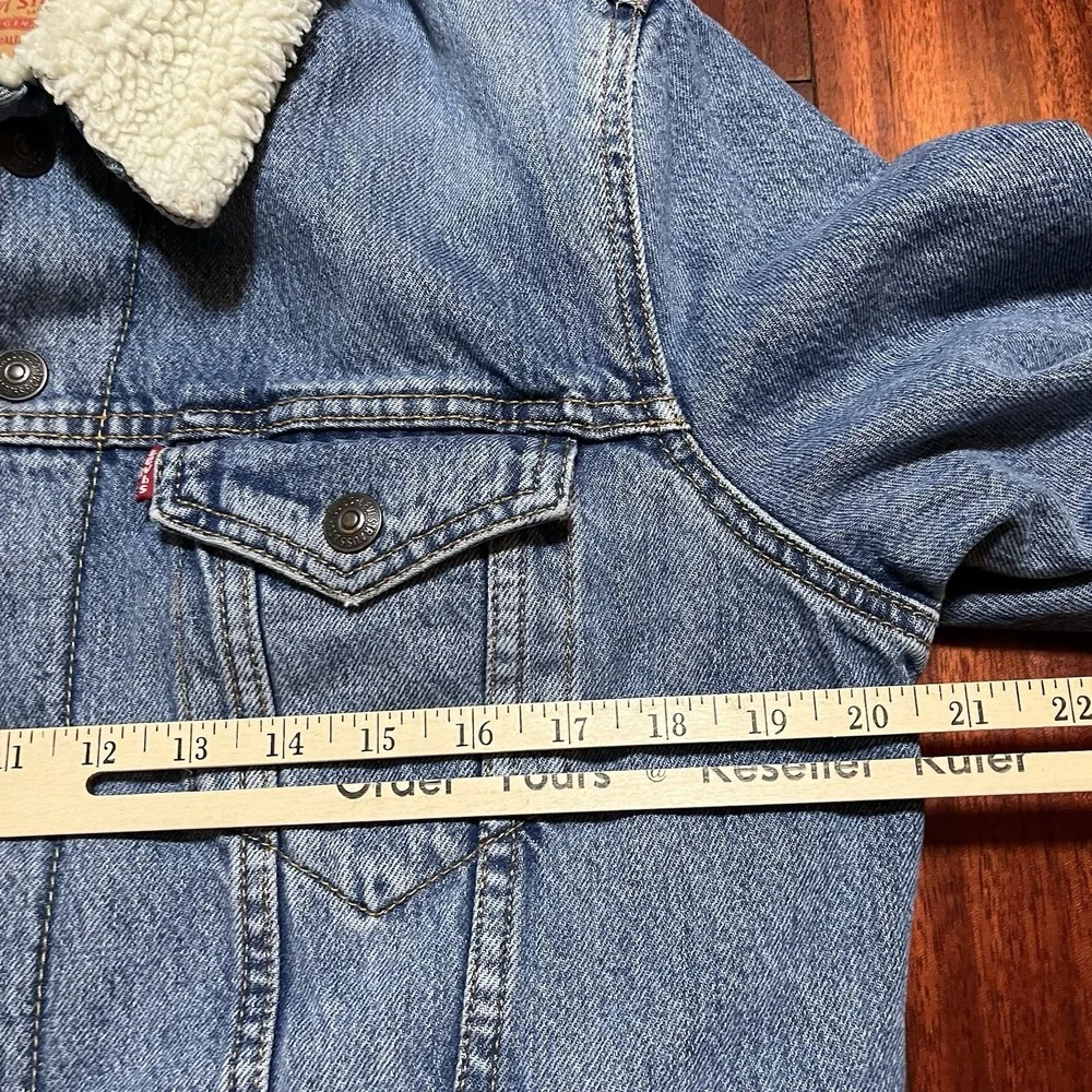 Levis Trucker Jacket Mens Small Type 3 III Denim Sherpa Button Up Workwear READ